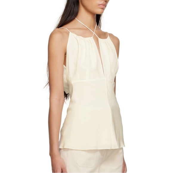 Off-White Gathered Silk Top - Picture 2 of 14